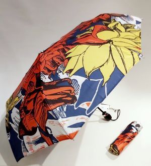 Parapluie mini open close multicolore imprimé floral Old School français, anti uv à 97% & solide
