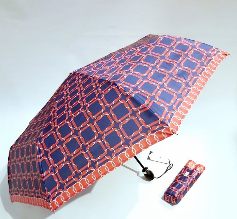 Parapluie mini haut de gamme open close bleu marine imprimé de maillons le 