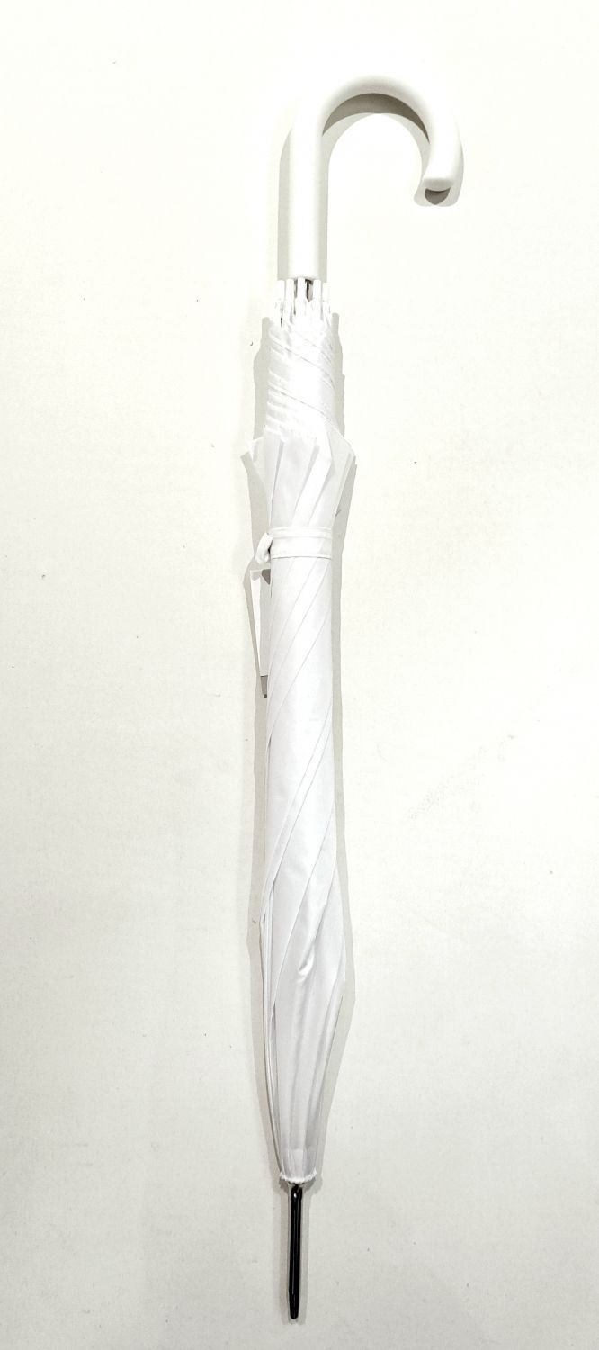 Parapluie long automatique uni blanc mariage - Léger & solide - 100cm diam