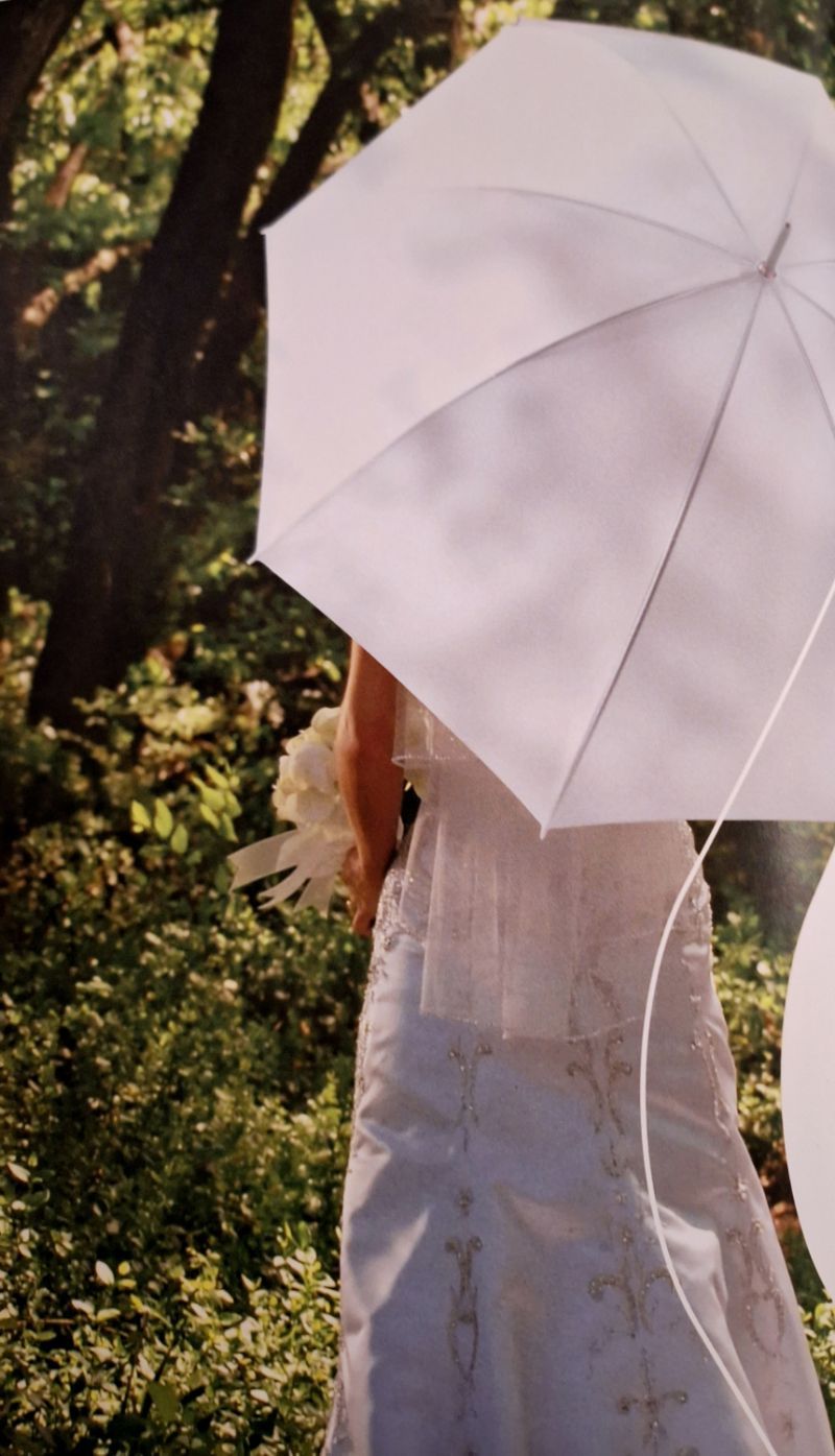 Parapluie long automatique uni blanc mariage - Léger & solide - 100cm diam