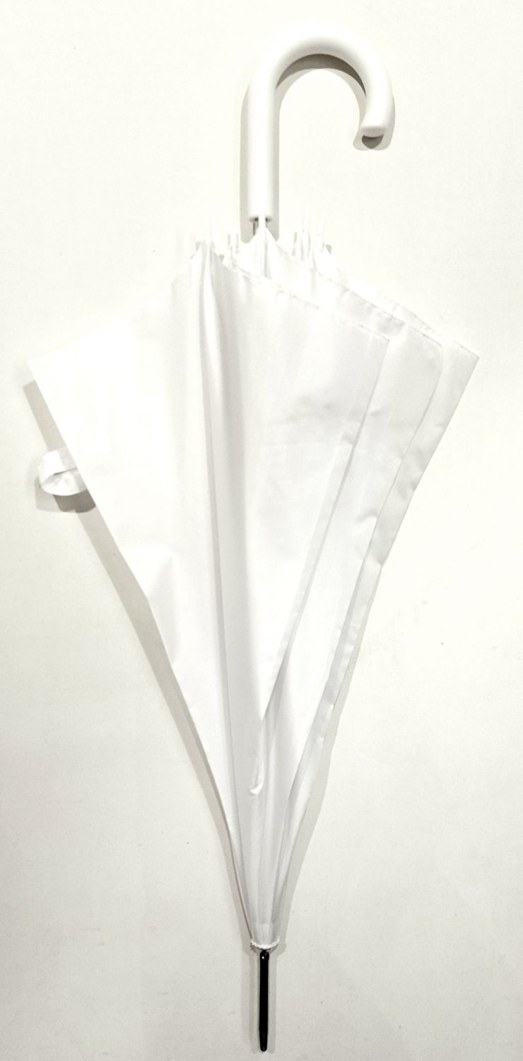 Parapluie long automatique uni blanc mariage - Léger & solide - 100cm diam