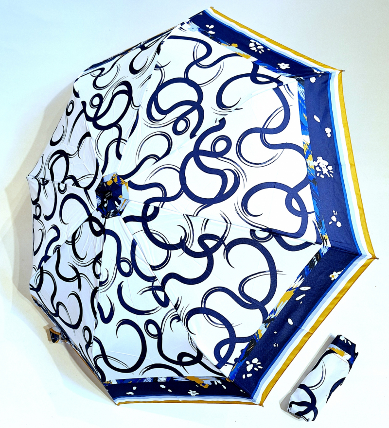 Mini parapluie pliant open close blanc foulard P.Cardin - Chic - Grand et solide
