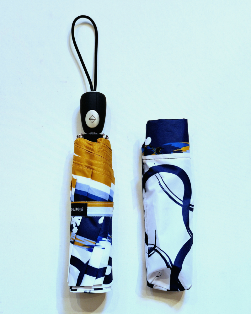 Mini parapluie pliant open close blanc foulard P.Cardin - Chic - Grand et solide