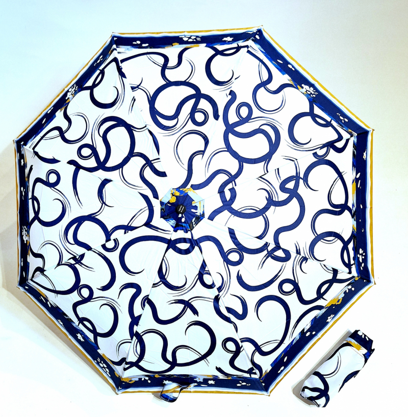 Mini parapluie pliant open close blanc foulard P.Cardin - Chic - Grand et solide