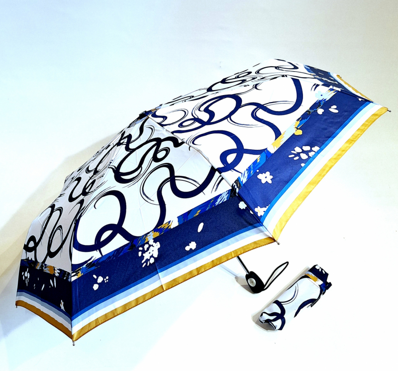 Mini parapluie pliant open close blanc foulard P.Cardin - Chic - Grand et solide