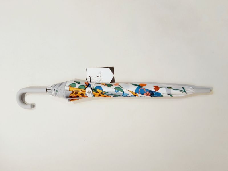 Parapluie enfant long manuel blanc imprimé faune sauvage français , léger & solide