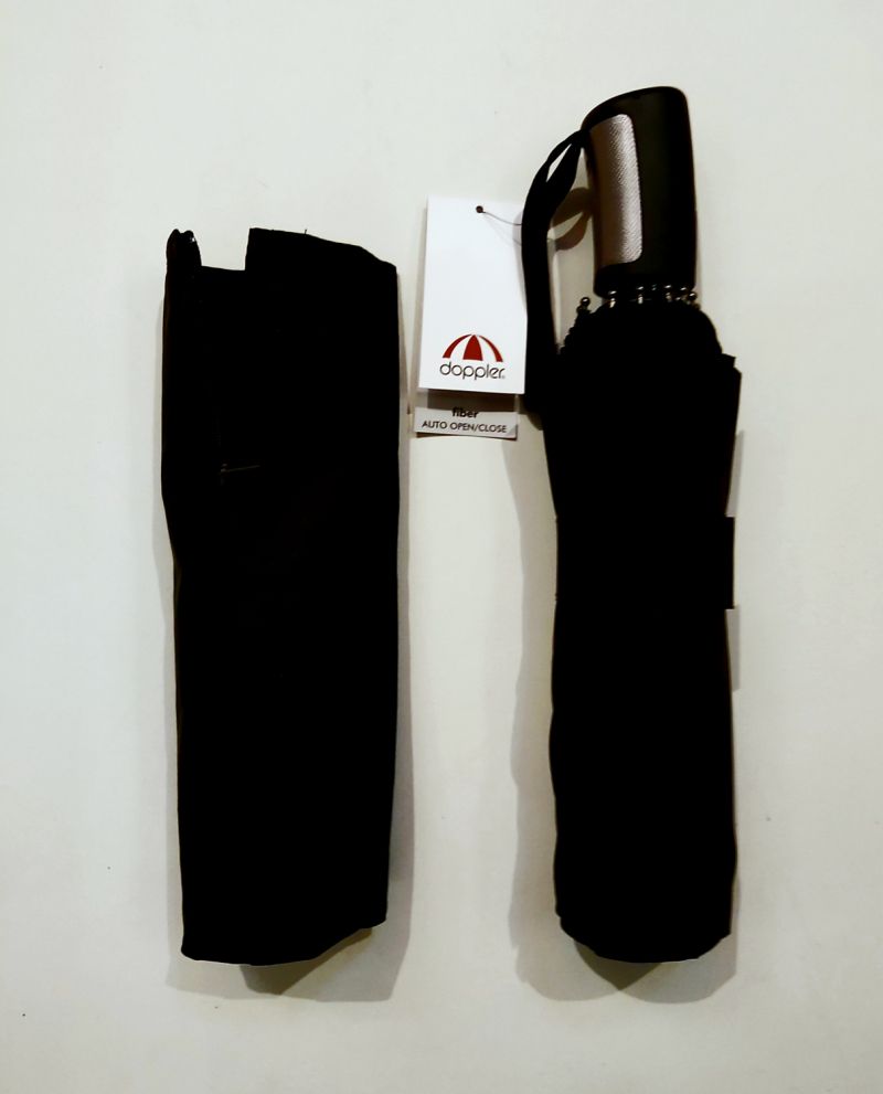 NEW : Parapluie mini MAJOR 12 branches pliant ROBUSTE NOIR open close poignée ergonomique Doppler - 105cm diam