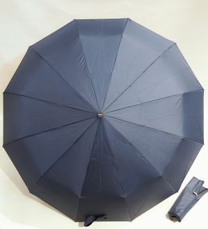 NEW : Parapluie mini MAJOR 12 branches pliant Superstrong uni bleu open close poignée ergonomique Doppler, 105cm diam