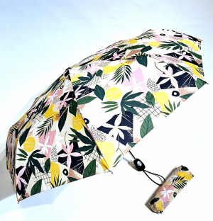 Mini parapluie pliant blanc open close tropicale P.Cardin - léger & solide