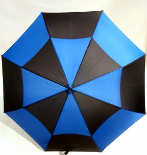 Parapluie long automatique bleu & noir à damier P.Cardin, grand 105cm & anti vent