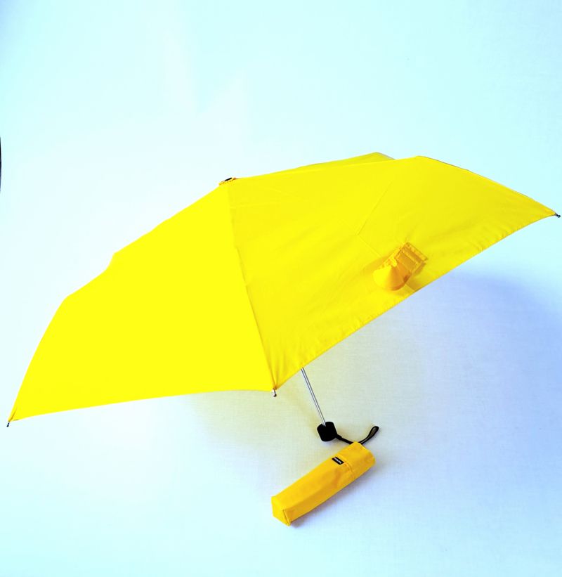 Parapluie ultra léger 140 g Plume mini manuel uni Jaune Fiber Havanna - Solide & pas cher /Doppler