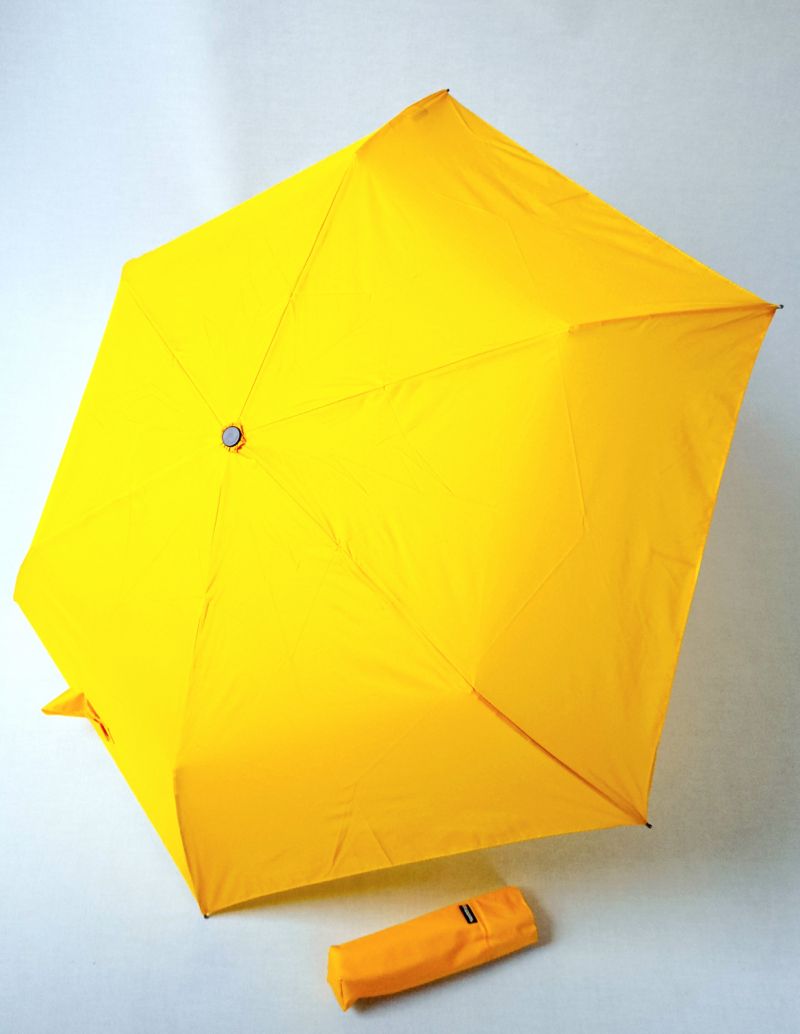 Parapluie ultra léger 140 g Plume mini manuel uni Jaune Fiber Havanna - Solide & pas cher /Doppler