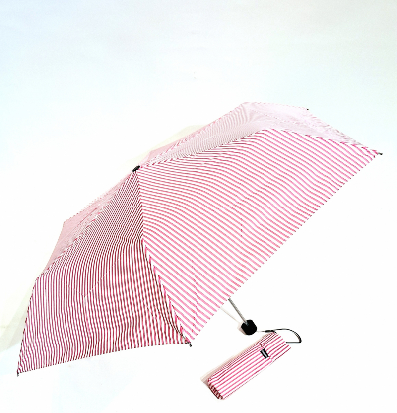 Parapluie compact Marinière rouge & blanc manuel Ultra léger 140 g Fiber Havanna / Doppler - Grand & solide