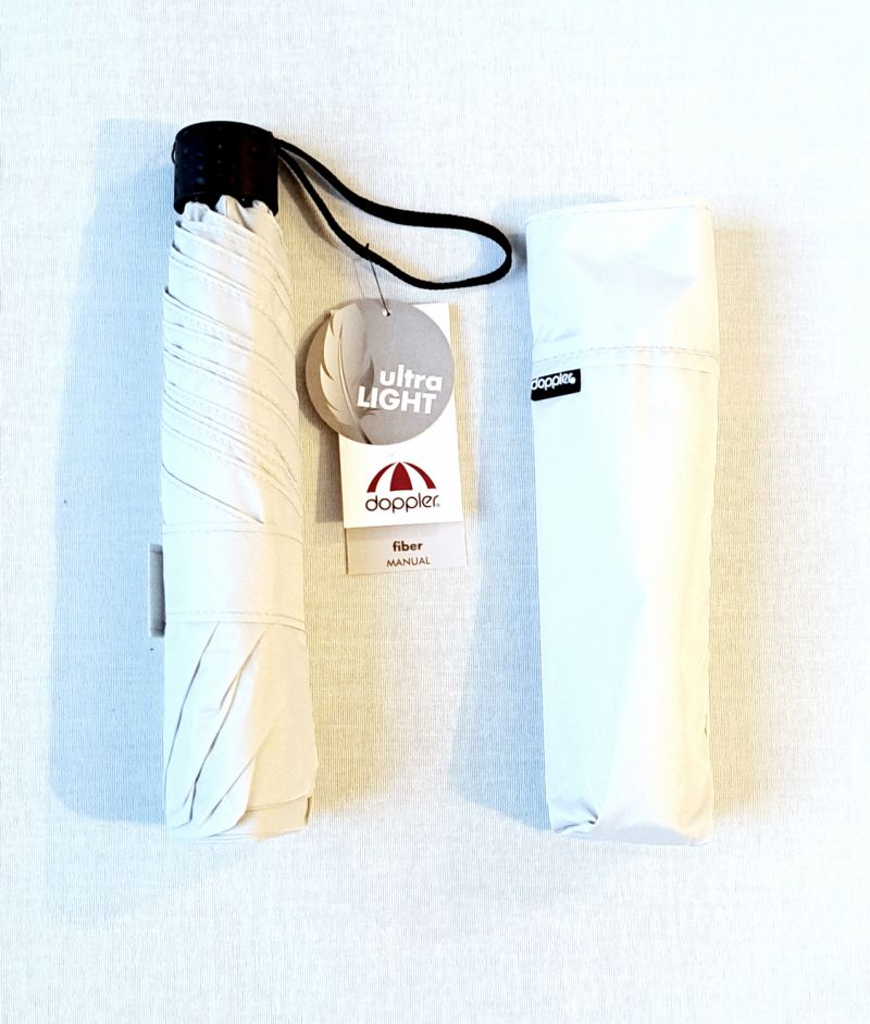 Parapluie compact beige manuel Ultra léger 140 g Fiber Havanna / Doppler - Grand & solide