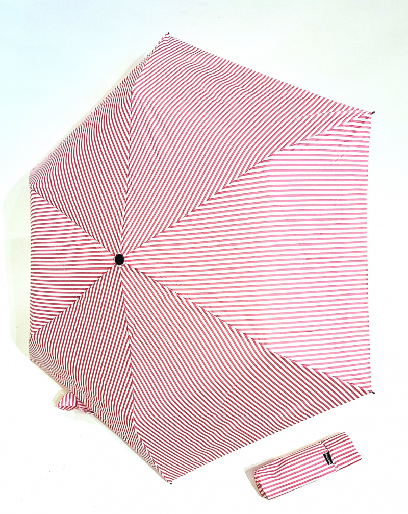 Parapluie compact Marinière rouge & blanc manuel Ultra léger 140 g Fiber Havanna / Doppler - Grand & solide