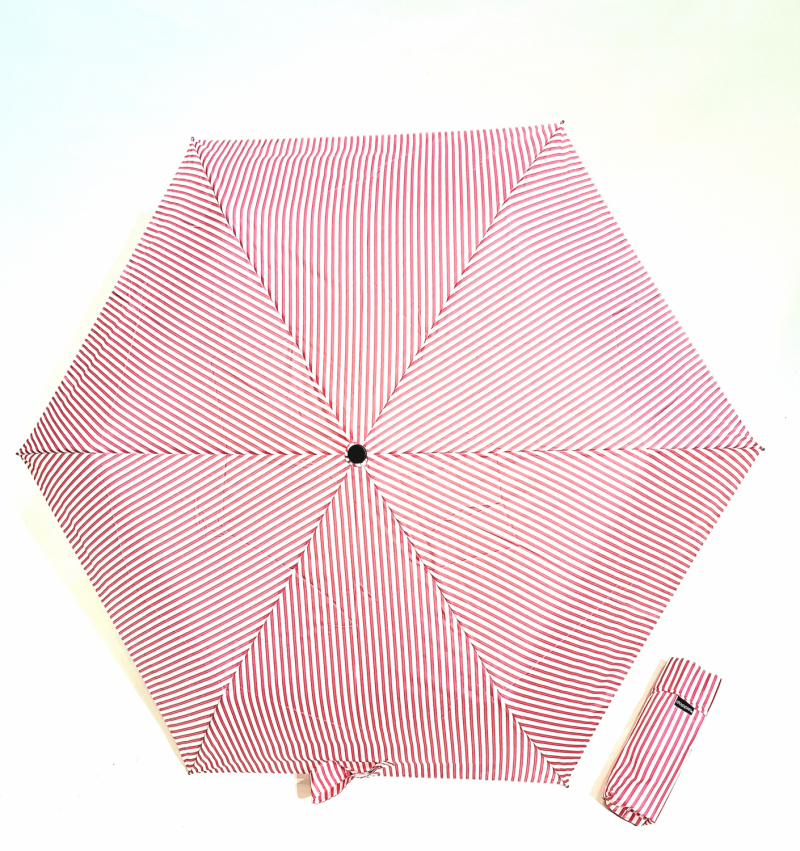 Parapluie compact Marinière rouge & blanc manuel Ultra léger 140 g Fiber Havanna / Doppler - Grand & solide