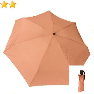 Mini parapluie extra plat open-close uni rose Guy de Jean, léger 270g & solide