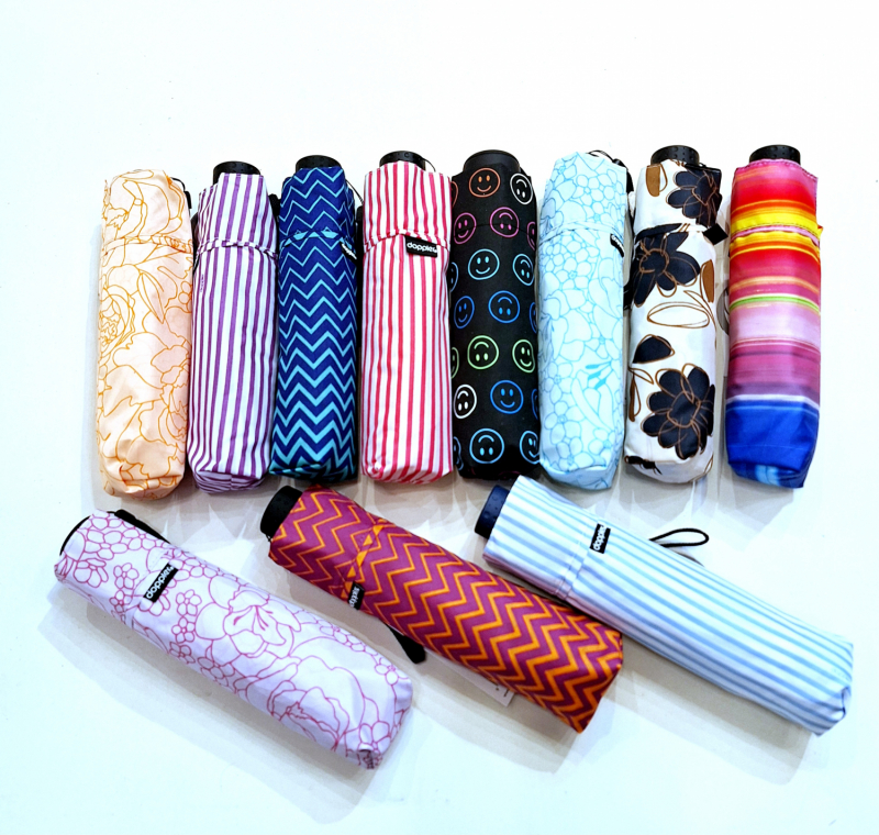 Parapluie mini manuel noir imprimé SMILE Ultra léger140 g Fiber Havanna / Doppler - pas cher
