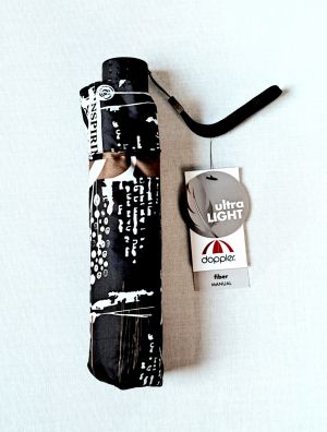 Parapluie mini manuel noir imprimé Mode Ultra léger 140 g Fiber Havanna / Doppler - pas cher