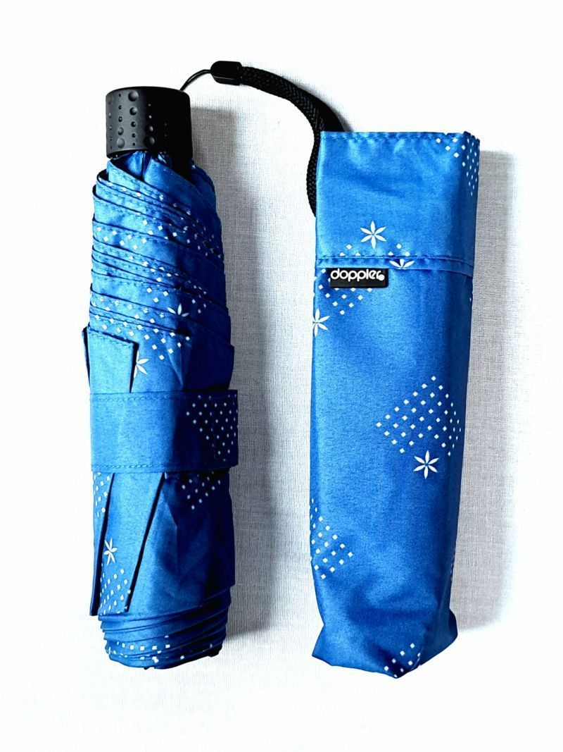 Parapluie Doppler PLUME mini Fiber Havanna Ultra léger 140g bleu imprimé d'étoiles - Pas cher