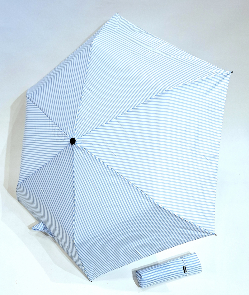 Parapluie Doppler PLUME mini Fiber Havanna Ultra léger 140g bleu ciel & blanc imprimé rayé - Pas cher