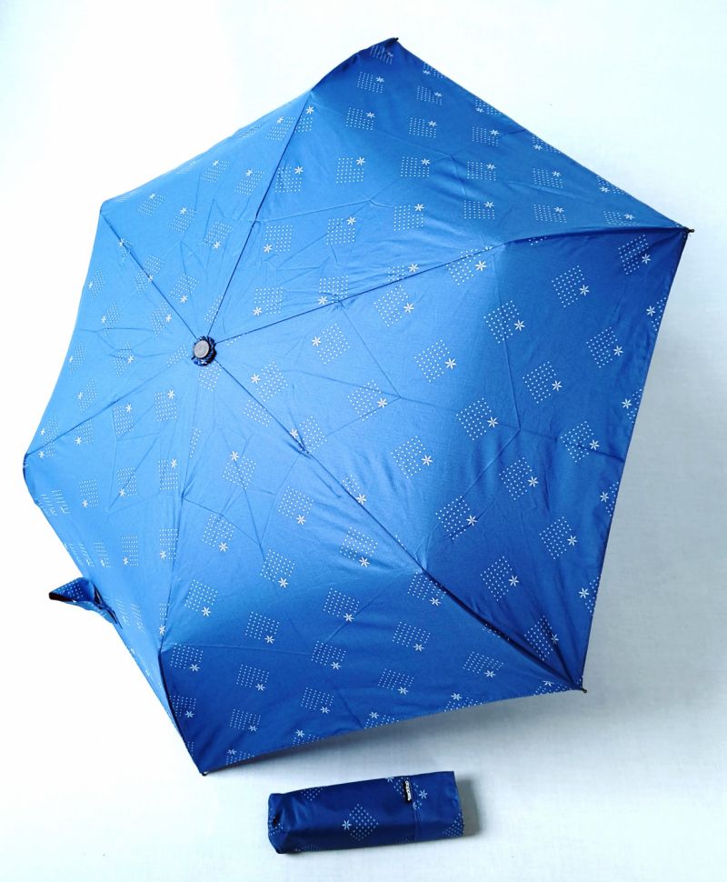 Parapluie Doppler mini Fiber Havanna Ultra léger 140g bleu imprimé d'étoiles - Pas cher
