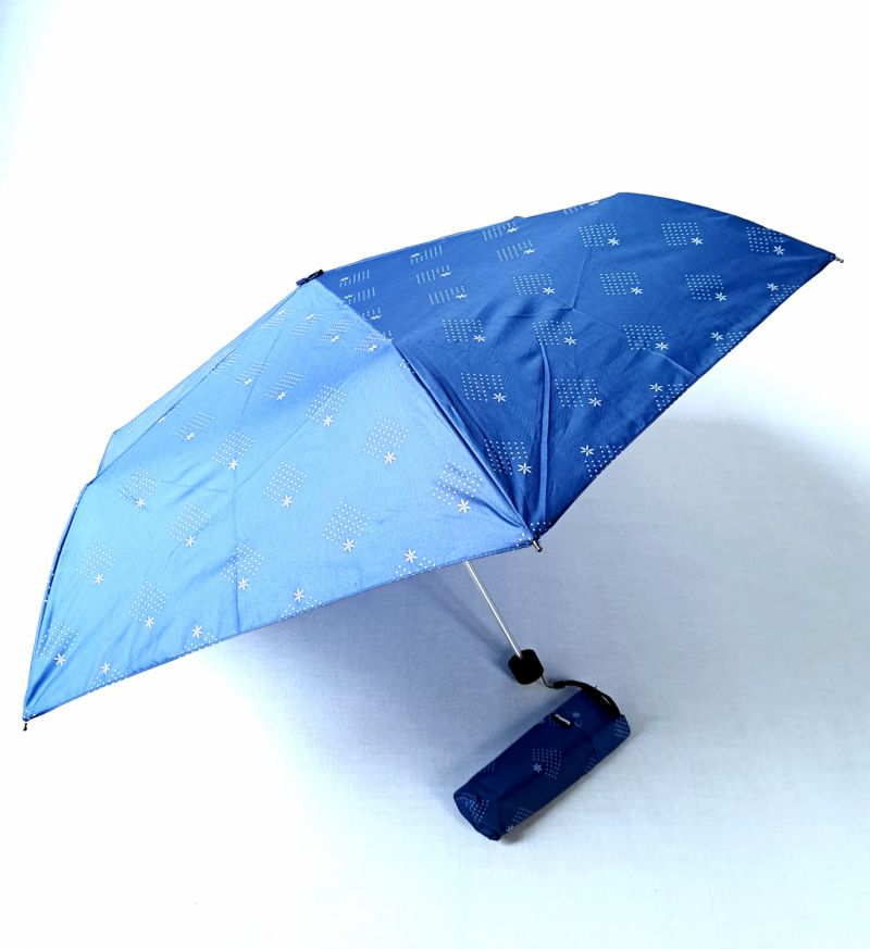 Parapluie Doppler PLUME mini Fiber Havanna Ultra léger 140g bleu imprimé d'étoiles - Pas cher