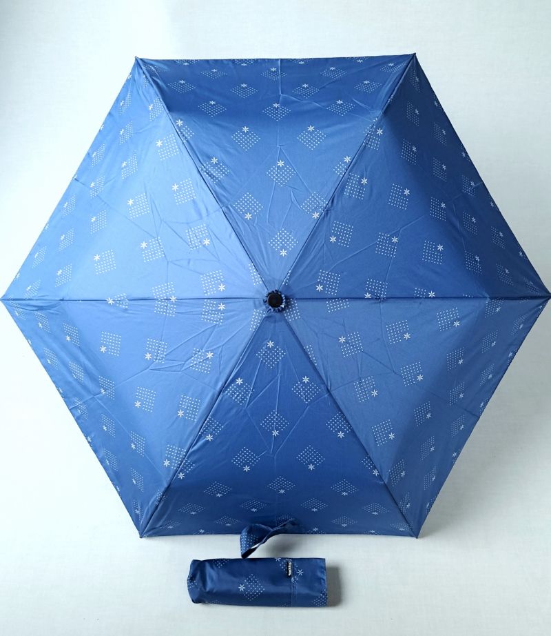 Parapluie Doppler PLUME mini Fiber Havanna Ultra léger 140g bleu imprimé d'étoiles - Pas cher