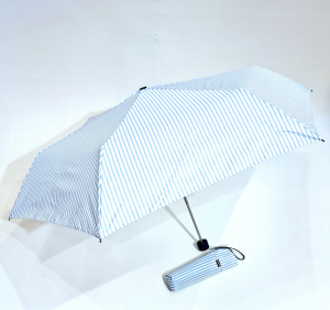 Parapluie Doppler PLUME mini Fiber Havanna Ultra léger 140g bleu ciel & blanc imprimé rayé - Pas cher