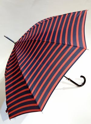Parapluie long "Marinière" Rouge/Marine automatique Piganiol, léger & résistant 
