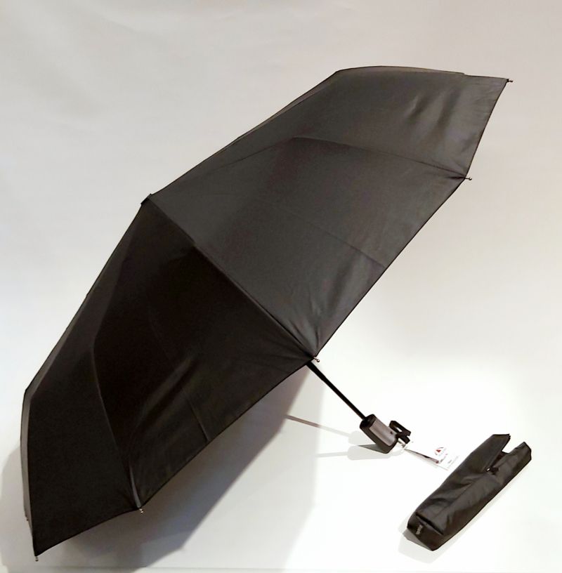 NEW : Coffret Parapluie MAJOR 12 branches pliant ANTI VENT uni noir open close Doppler 105cm diam, grand & robuste