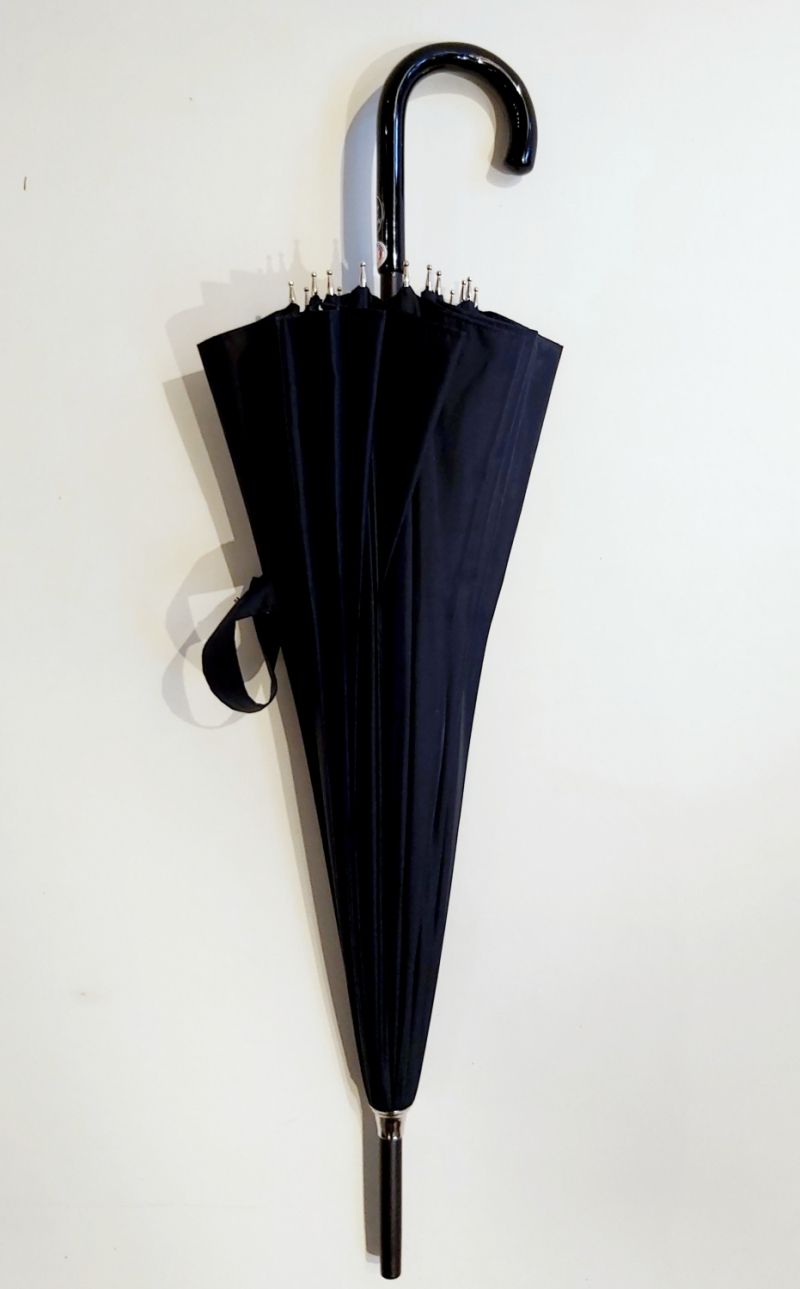 Petit parapluie long français uni bleu marine 16 branches Choupinette, solide & anti retournement