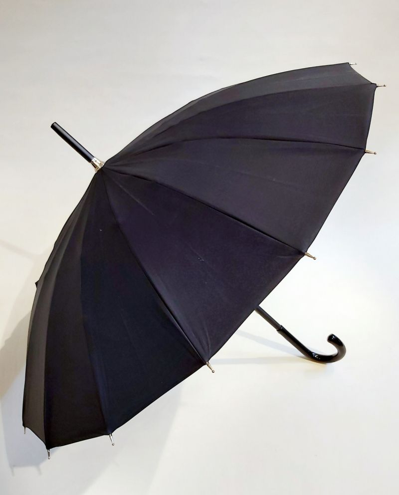 Petit parapluie long français uni bleu marine 16 branches Choupinette, solide & anti retournement