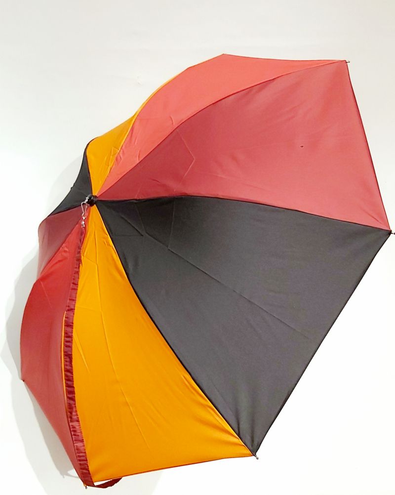 Parapluie pliant automatique orange multicolore coloré à bandoulière français, anti vent et durable