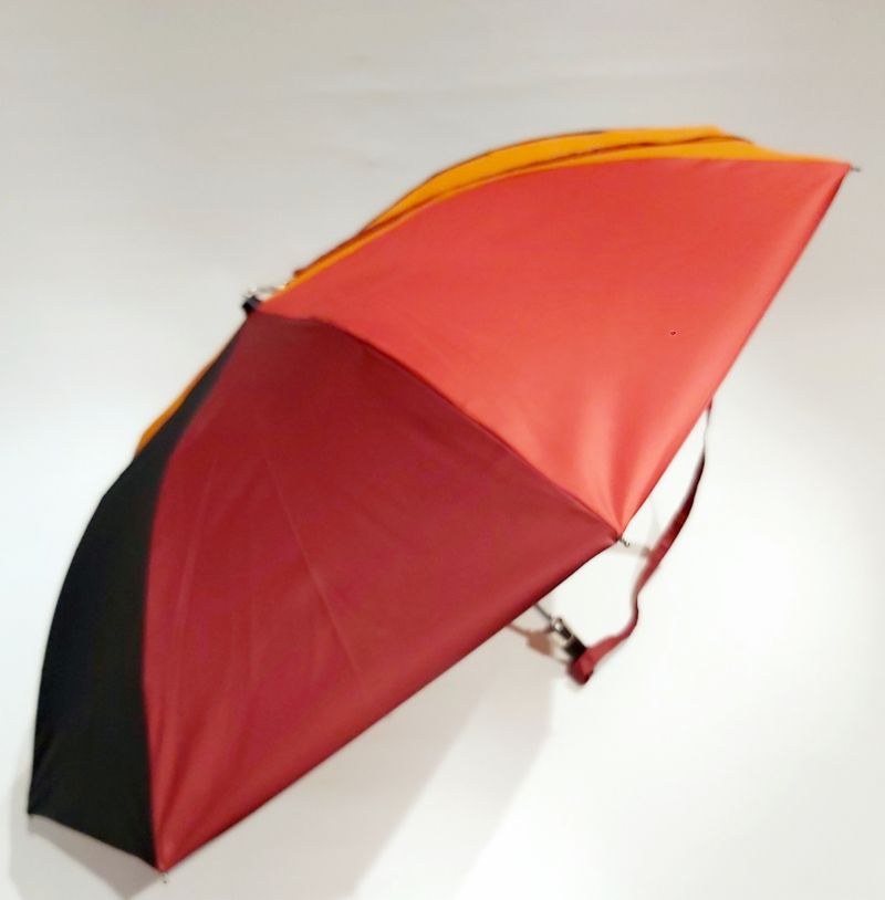 Parapluie pliant automatique orange multicolore coloré à bandoulière français, anti vent et durable