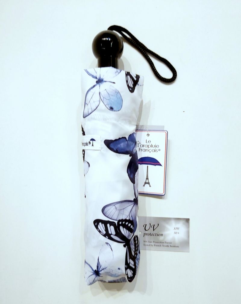 Parapluie pliant papillons de couleur par Guy de Jean : Mini imprimé léger & solide - Qualité française / Parapluie-de-france.com 