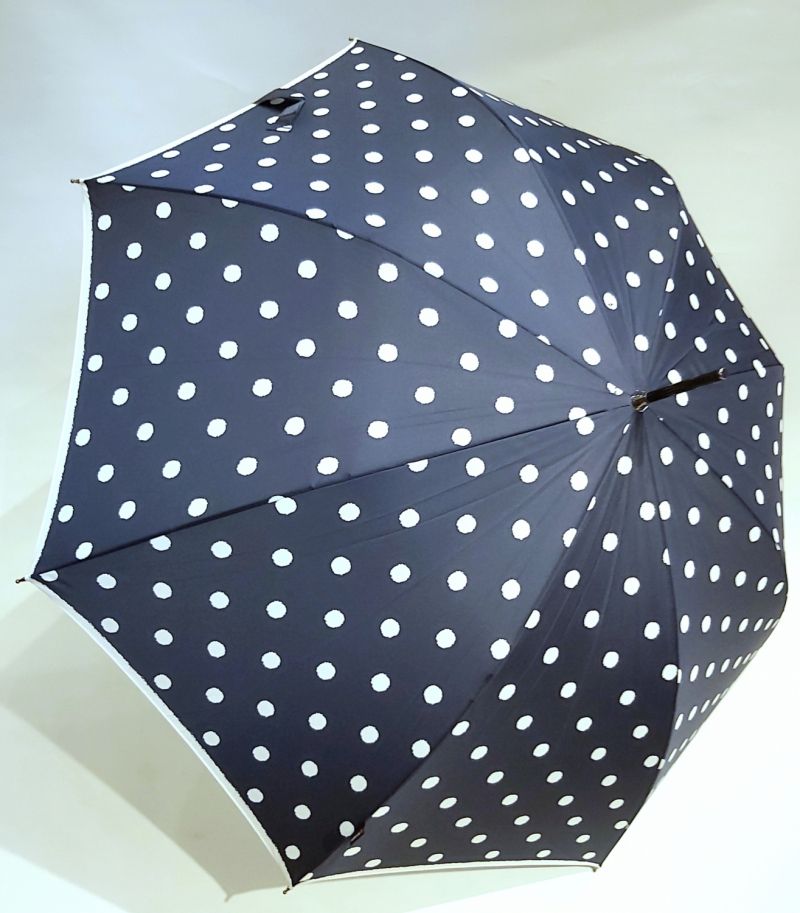 Parapluie tempête long automatique bleu marine à pois Knirps, leger et anti vent