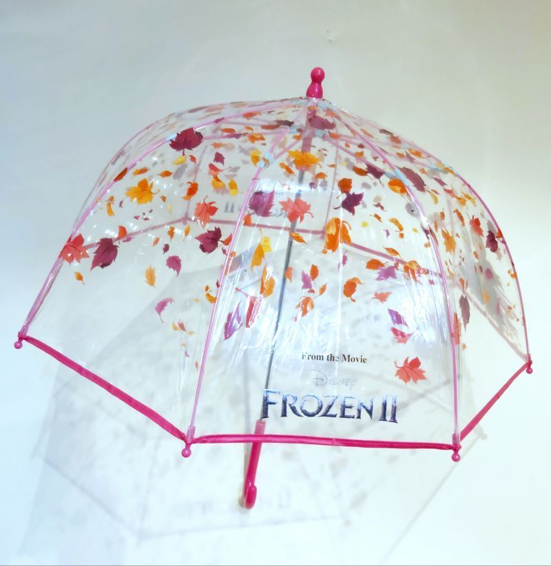 Parapluie enfant cloche transparent manuelle rose à motif la reine des neiges par Disney, 5 à 10ans léger et solide