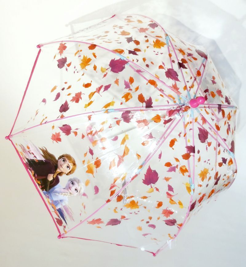 Parapluie enfant cloche transparent manuelle rose à motif la reine des neiges par Disney, 5 à 10ans léger et solide