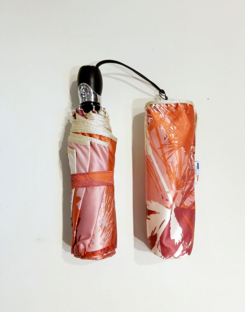 Mini parapluie pliable automatique Op/Cl rose imprimé paysages orientaux TSURU collection SPLENDOR Piganiol - léger & résistant