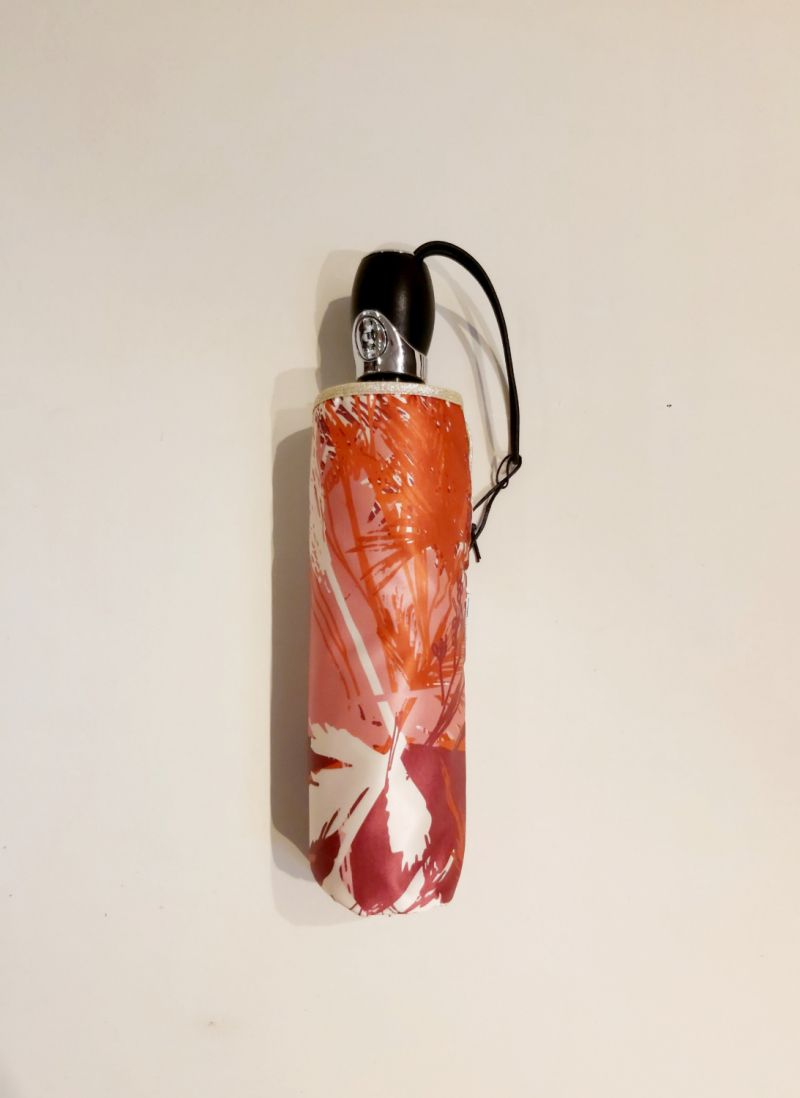 Mini parapluie pliable automatique rouge imprimé plante végétale NATURAE français, léger & anti vent