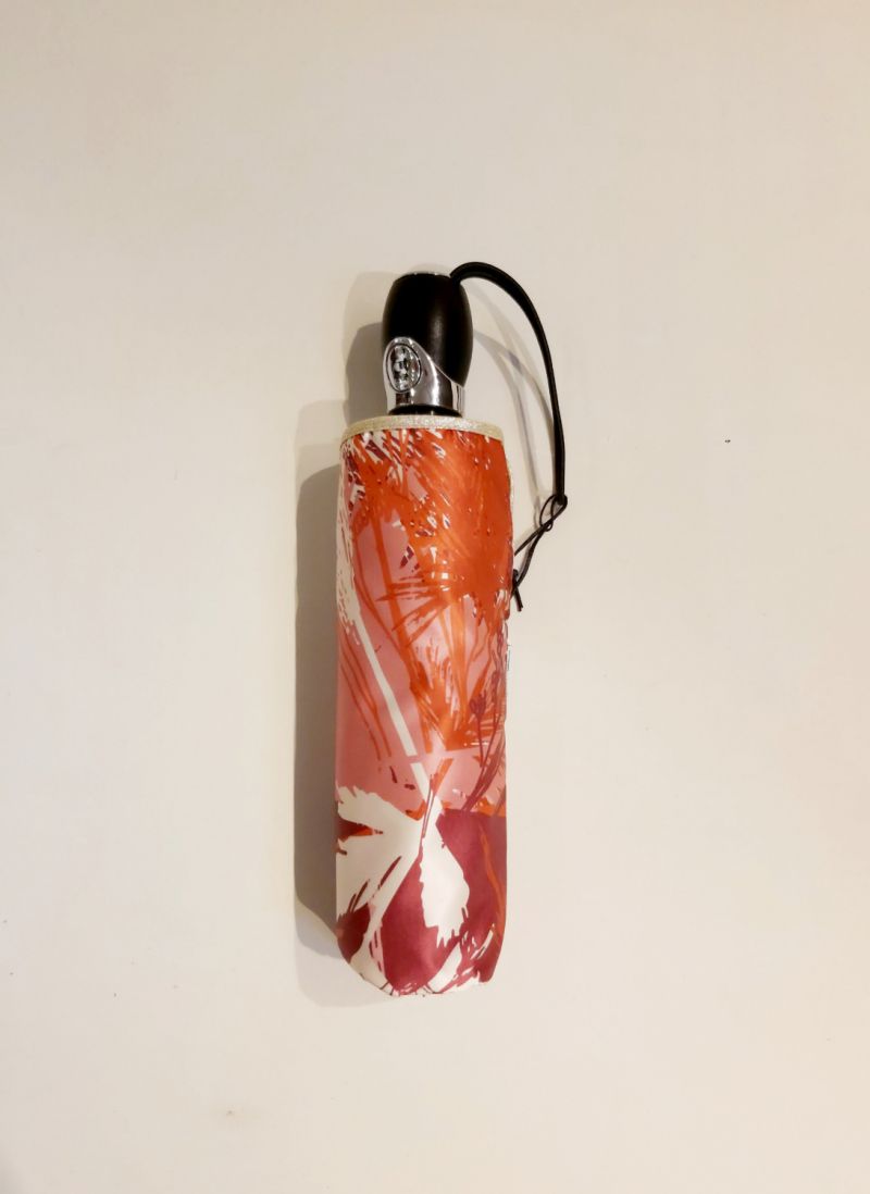 Mini parapluie pliable automatique Op/Cl rose imprimé paysages orientaux TSURU collection SPLENDOR Piganiol - léger & résistant