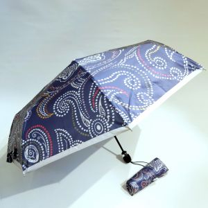 Mini parapluie pliant bleu automatique dessin du HENNE anti uv français, léger & solide
