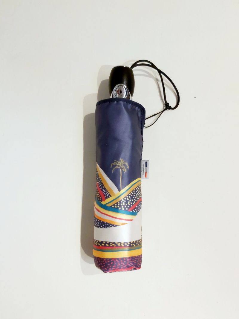 Mini parapluie SAHARA pliant automatique bleu imprimé oasis français, solide & original