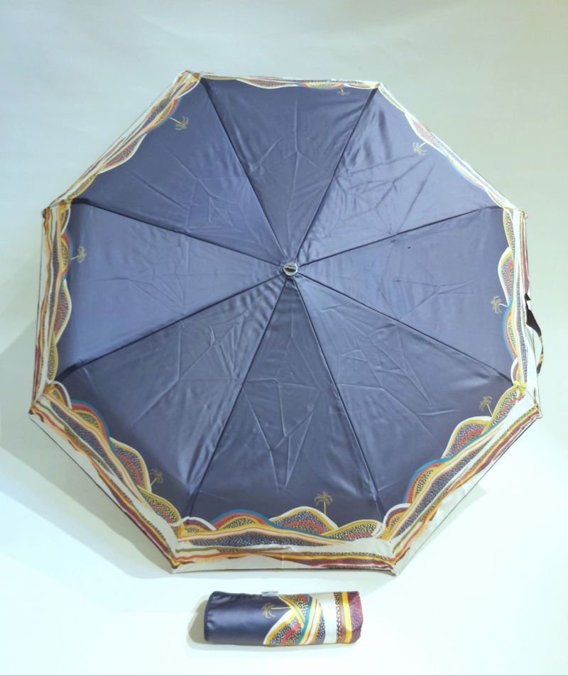 Mini parapluie SAHARA pliant automatique bleu imprimé oasis français, solide & original