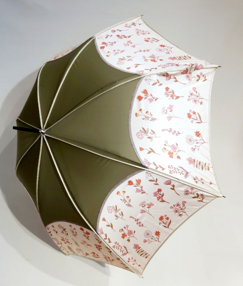 Parapluie long Bohème NEON HERBARIUM manuel kaki & floral l'herbier