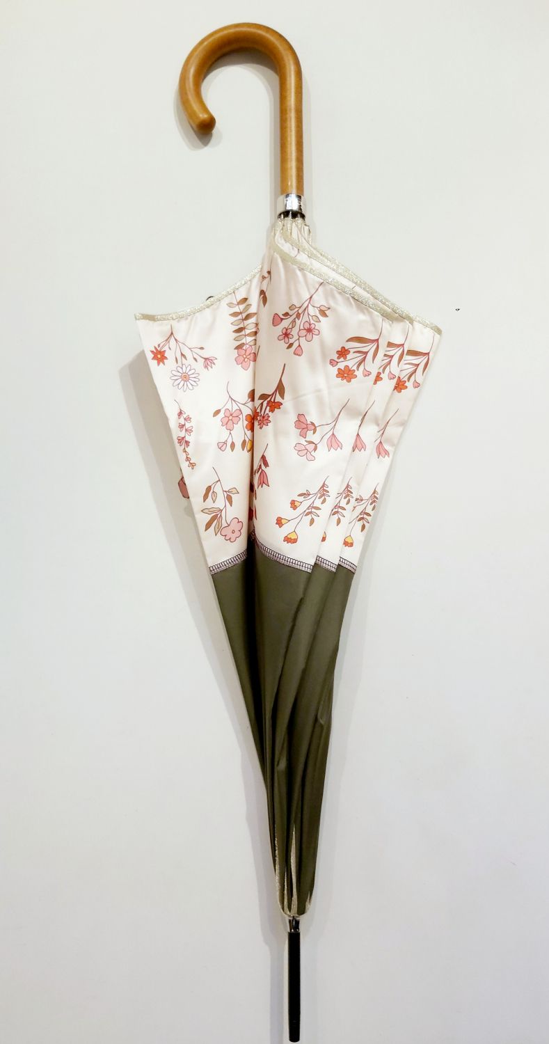 Parapluie long Bohème NEON HERBARIUM manuel kaki & floral l'herbier