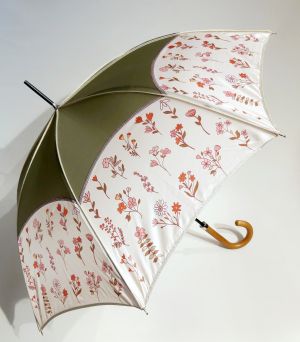 Parapluie long Bohème NEON HERBARIUM manuel kaki & floral l'herbier", Original & résistant