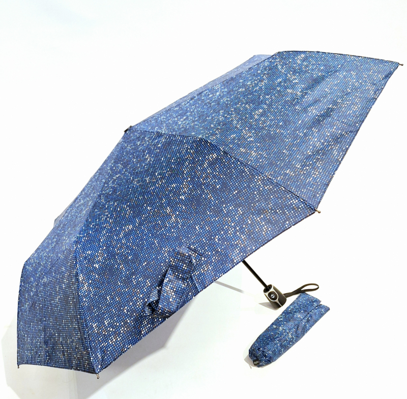 Mini parapluie pliable automatique ouvré fermé bleu imprimé graphique Doppler - Grand & solide