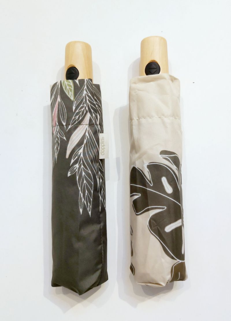 Parapluie recyclé pliant open close kaki bordure Magic nature Doppler, léger & solide
